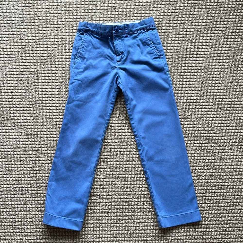 Boys Crewcut French blue khakis size 7 slim with adjustable waist
